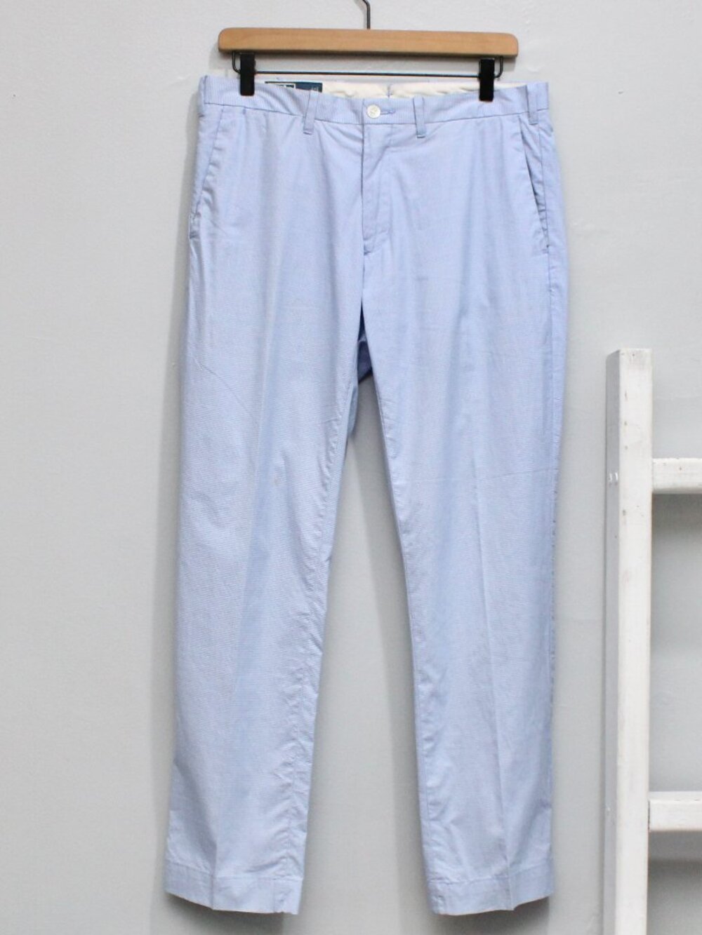 Polo Ralph Lauren VTG Blue White Gangham Cotton Lightweight Pants Trousers 31x30